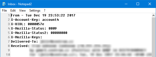 Mozilla Thunderbird Inbox