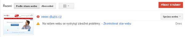 Webmaster tools zapomnění panel