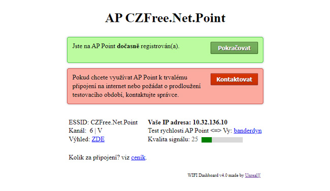 dočasně registrovaný a registrovat
